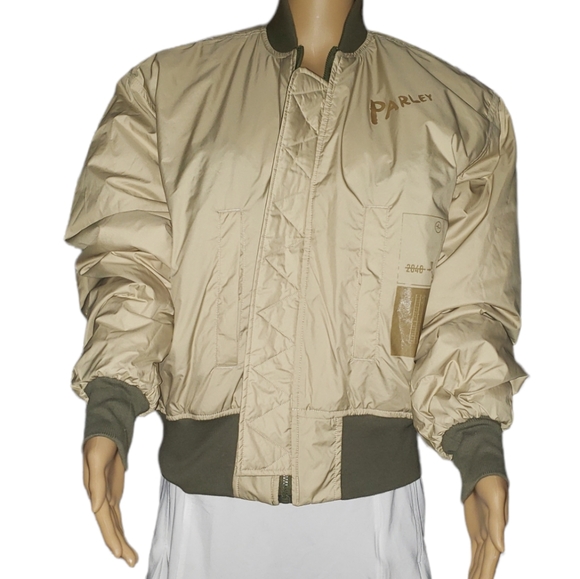 Adidas women's Parley Bomber Jacket- Dark Khaki-Green - Picture 8 of 11